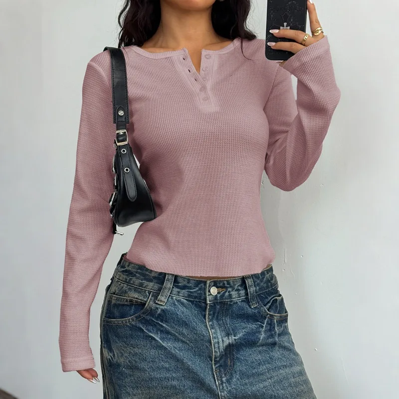 European and American Spicy Girl Style Button Up Long Sleeved Vest T-shirt for Women in The Spring and Autumn of 2025
European and American Spicy Girl Style Button Up Long Sleeved Vest T-shirt for Women in The Spring and Autumn of 2025