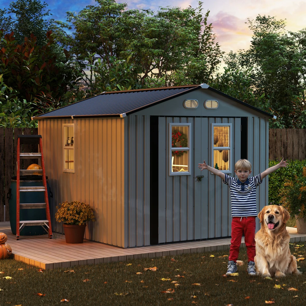 Outdoor Storage Shed, 8x8 protective film, four daylight Windows Lockable Doors,A practical and thoughtful gift,two colors can be freely selected white storage sheds
Outdoor Storage Shed, 8x8 protective film, four daylight Windows Lockable Doors,A practical and thoughtful gift,two colors can be freely selected white storage sheds