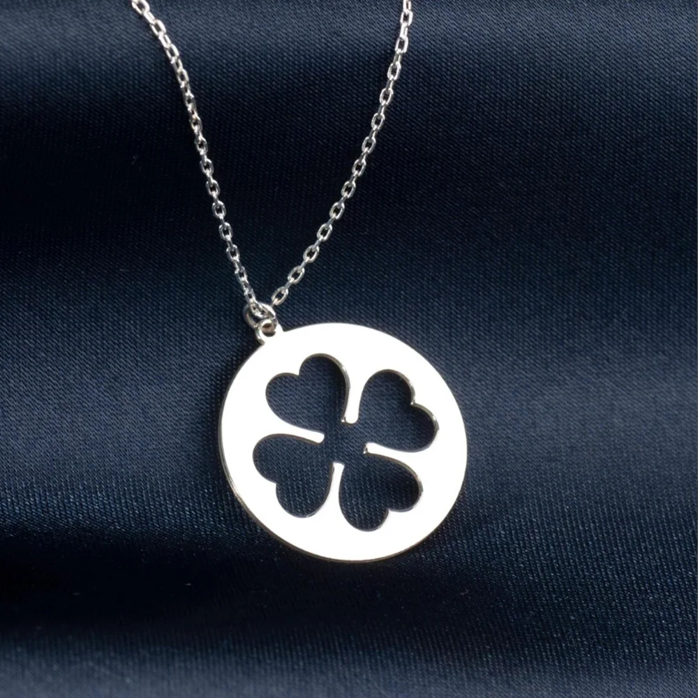 Clover Necklace in Sterling Silver Round Four LeafClover Pendant,lrish Clover Jewelry St Patrick DayGift,Shamrock Charm Lucky 
Clover Necklace in Sterling Silver Round Four LeafClover Pendant,lrish Clover Jewelry St Patrick DayGift,Shamrock Charm Lucky