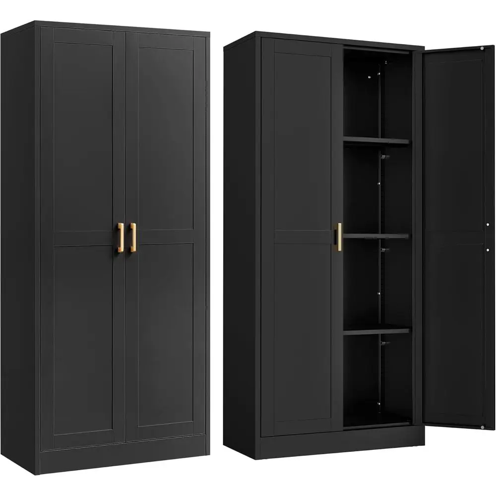 60 Metal Pantry Cabinet with 3 Adjustable Shelves, 2 Gold Handles - Ideal for Kitchen, Pantry, Living Room, and Bathroom Storage
60 Metal Pantry Cabinet with 3 Adjustable Shelves, 2 Gold Handles - Ideal for Kitchen, Pantry, Living Room, and Bathroom Storage