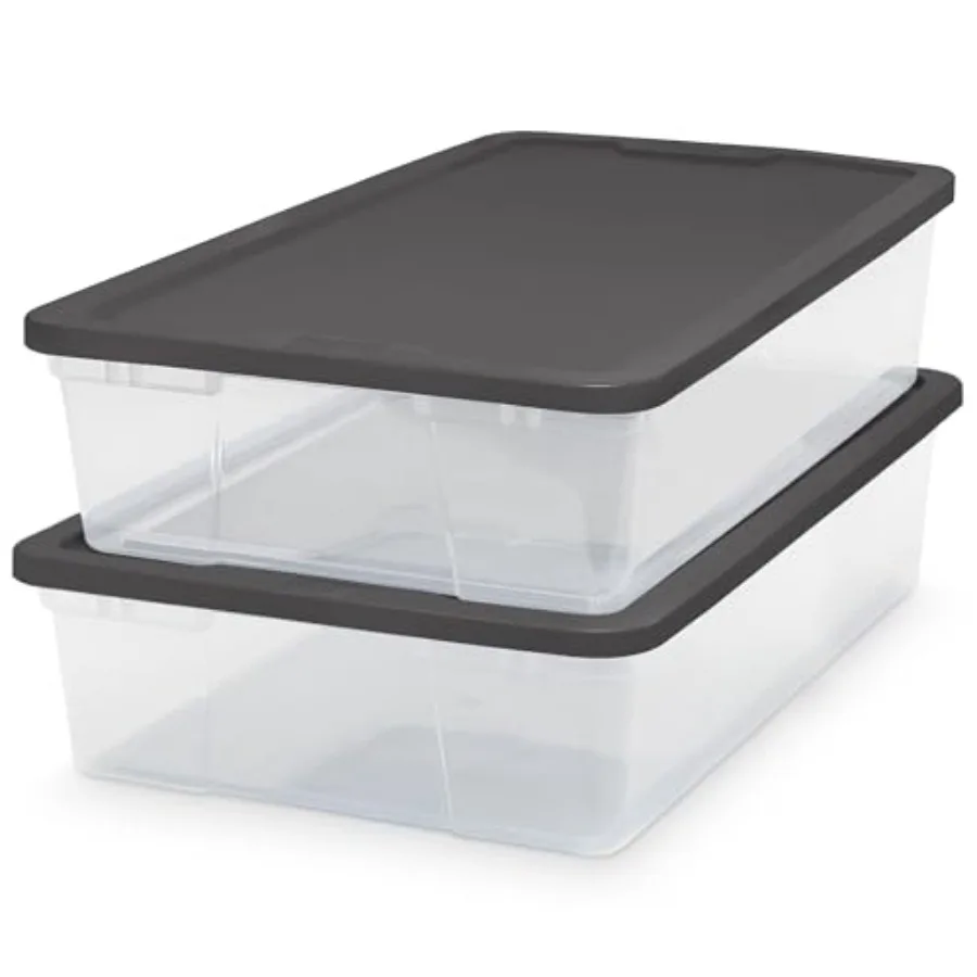 2-Pack Snaplock, Small Clear Plastic Storage Organizer Bins w/ Lids, 28 Quart, Gray - Stackable Container Boxes for Bedroom, Ba
2-Pack Snaplock, Small Clear Plastic Storage Organizer Bins w/ Lids, 28 Quart, Gray - Stackable Container Boxes for Bedroom, Ba