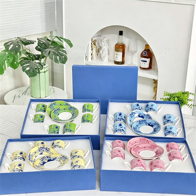 Oriental Series Fine Bone China 6-Piece Espresso Cups and Saucers Set 70ml Vintage European Afternoon Tea Gift Boxed
Oriental Series Fine Bone China 6-Piece Espresso Cups and Saucers Set 70ml Vintage European Afternoon Tea Gift Boxed