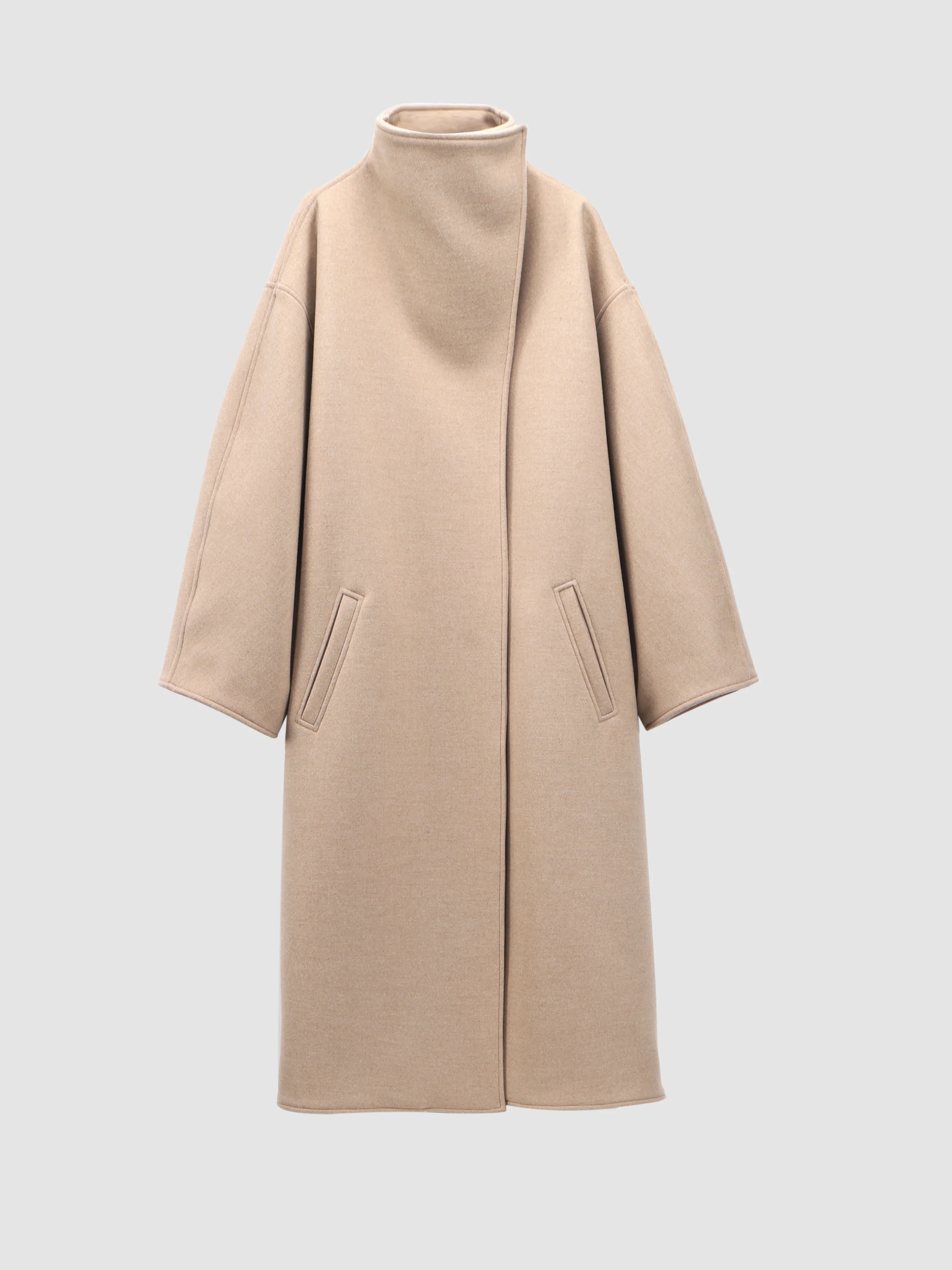 Women's Long Woolen Coat Loose Fit Shoulder Slimming Elegant Simple Style Long Sleeve Stand Collar Outerwear in Khaki
Women's Long Woolen Coat Loose Fit Shoulder Slimming Elegant Simple Style Long Sleeve Stand Collar Outerwear in Khaki