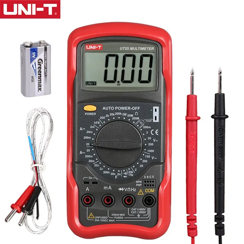 UT55 Universal Digital Multimeter UNI T 1000V AC DC DMM Electric Transistor Capacitor Tester Multimetro Digital
UT55 Universal Digital Multimeter UNI T 1000V AC DC DMM Electric Transistor Capacitor Tester Multimetro Digital