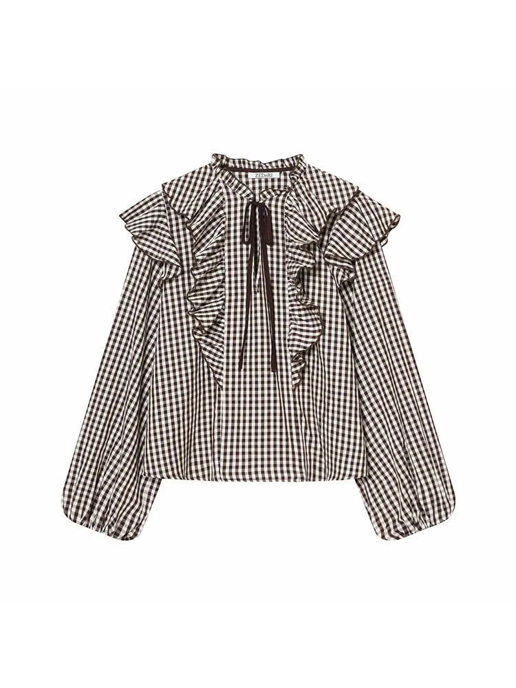 Women's New Office Plaid Checked Blouses Women Elegant Long Lantern Sleeve Work Tops Spring Shirt Casual Loose
Women's New Office Plaid Checked Blouses Women Elegant Long Lantern Sleeve Work Tops Spring Shirt Casual Loose