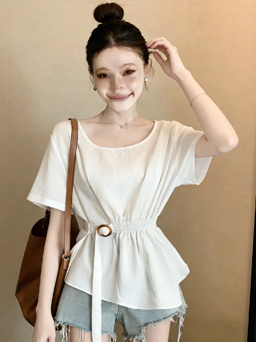 Slimming Effect Summer Fashionable plus Size Shirt Waist Cinching Conceal Meat Enhance Thinness French Style Women's Top
Slimming Effect Summer Fashionable plus Size Shirt Waist Cinching Conceal Meat Enhance Thinness French Style Women's Top