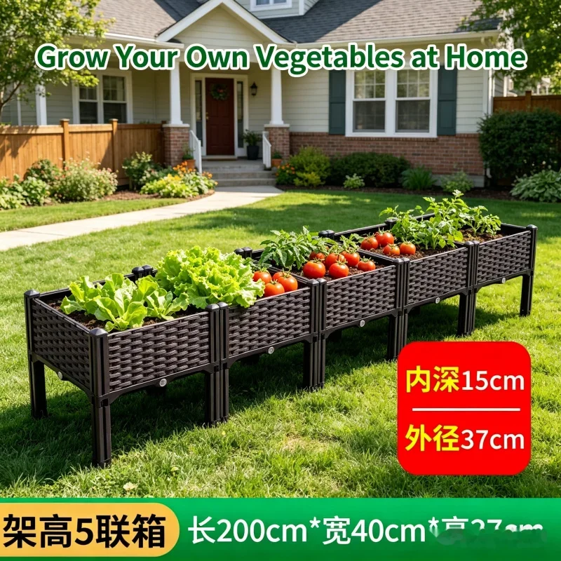 Large 5-Section Elevated Planter Box 200x40x37cm Plastic Vegetable Flower Pot for Outdoor Garden Balcony Planting Wholesale
Large 5-Section Elevated Planter Box 200x40x37cm Plastic Vegetable Flower Pot for Outdoor Garden Balcony Planting Wholesale
