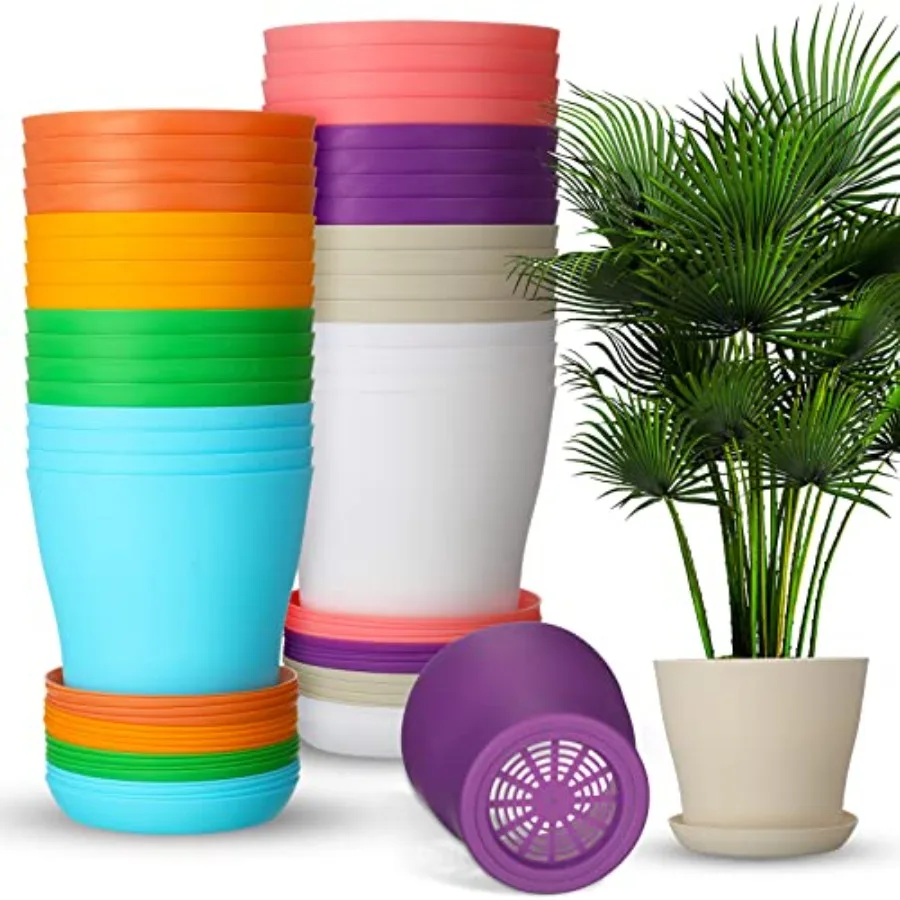 32 Pcs 6 Inch Nursery Pots Flower Pots Colorful Plastic Plant Pot Seed Starting with Saucers and Drainage Holes Plant Container
32 Pcs 6 Inch Nursery Pots Flower Pots Colorful Plastic Plant Pot Seed Starting with Saucers and Drainage Holes Plant Container