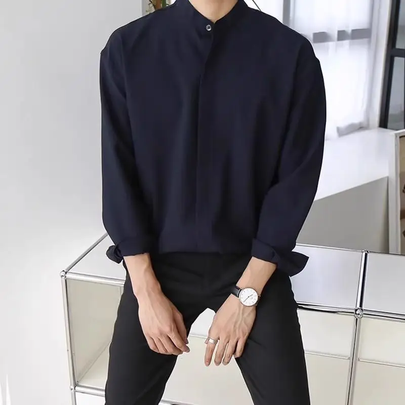 High-end Collarless Shirt Men's Long-sleeved Summer Ice Silk Thin Casual Loose Draping Korean Sunscreen Shirt Trendy
High-end Collarless Shirt Men's Long-sleeved Summer Ice Silk Thin Casual Loose Draping Korean Sunscreen Shirt Trendy