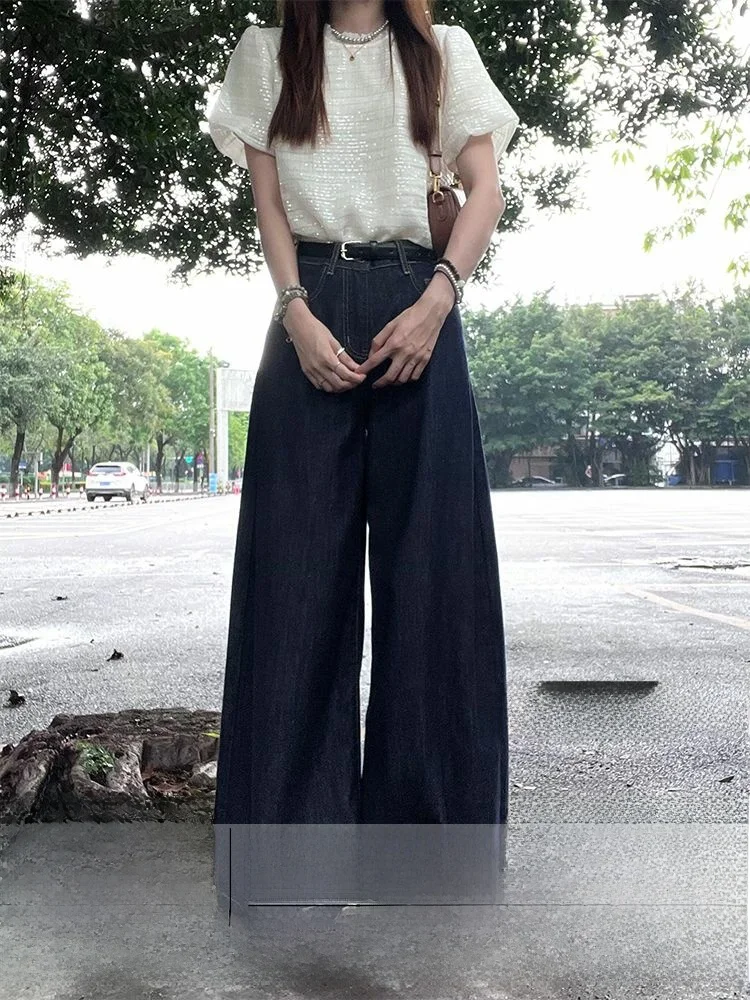 Широкие синие джинсовые брюки с высокой талией, женские пригородные брюки с прикрытием, корейские пряные брюки для девочек Faion, Новое поступление 2023 г.
Широкие синие джинсовые брюки с высокой талией, женские пригородные брюки с прикрытием, корейские пряные брюки для девочек Faion, Новое поступление 2023 г.