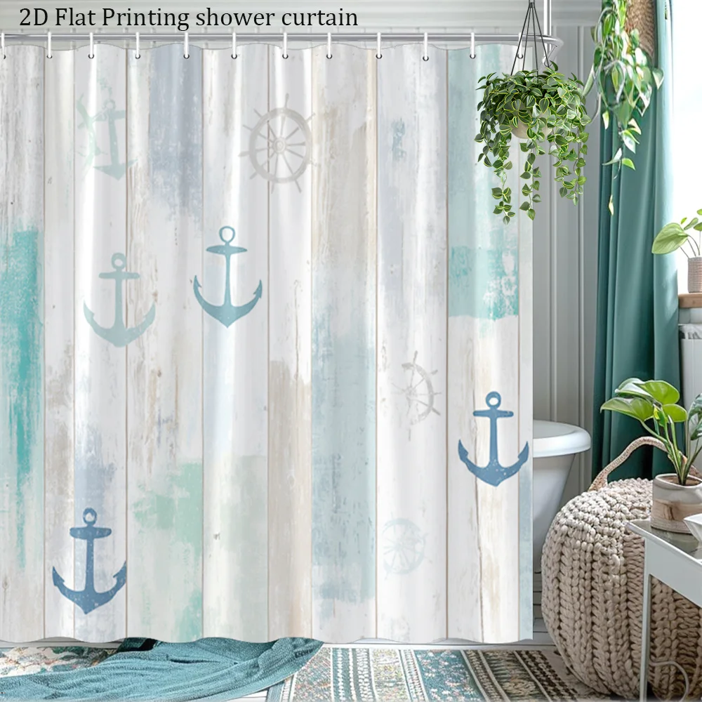 Nautical Coastal Shower Curtain Wood Panel Anchor Ship Wheel Design Waterproof Bathroom Curtain 180x200cm
Nautical Coastal Shower Curtain Wood Panel Anchor Ship Wheel Design Waterproof Bathroom Curtain 180x200cm