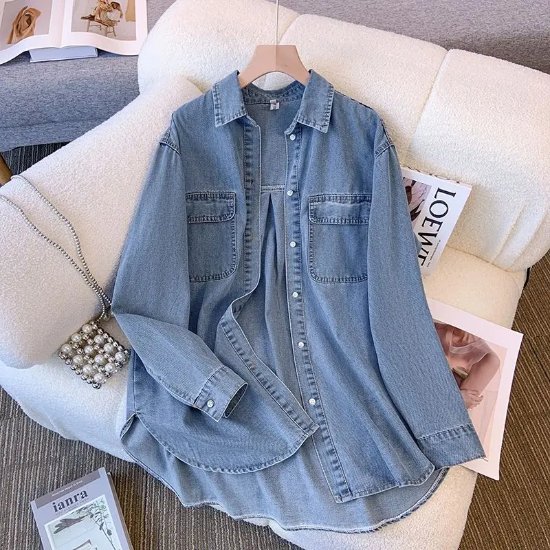 SuperAen Blue Denim Shirt Coat for Women Spring and Autumn 2026 New Korean Style Loose Retro Long-sleeved Mid-length Casual Tops
SuperAen Blue Denim Shirt Coat for Women Spring and Autumn 2026 New Korean Style Loose Retro Long-sleeved Mid-length Casual Tops