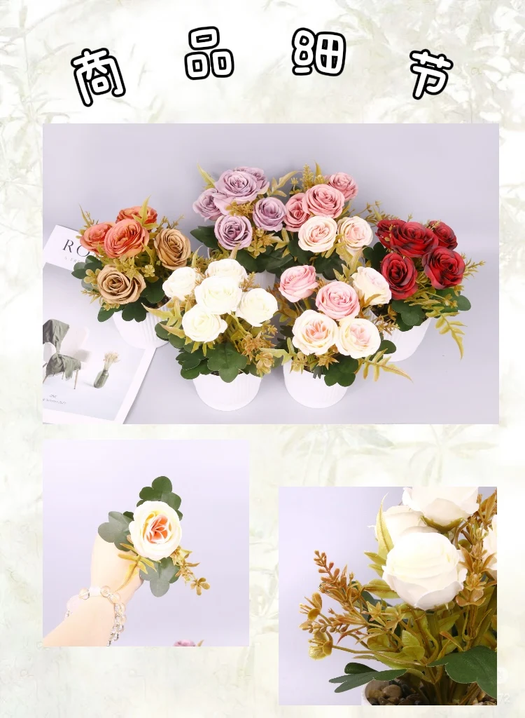 Artificial flower pot for planting roses, suitable for home floral decoration and party decoration
Artificial flower pot for planting roses, suitable for home floral decoration and party decoration