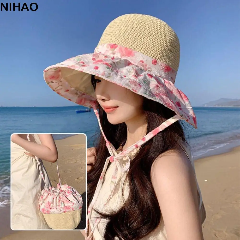Spring Summer Straw Sun Hat Big Brim Drawstring Design Seaside Beach Cap French Style Sun Protection Foldable Crossbody Bag
Spring Summer Straw Sun Hat Big Brim Drawstring Design Seaside Beach Cap French Style Sun Protection Foldable Crossbody Bag