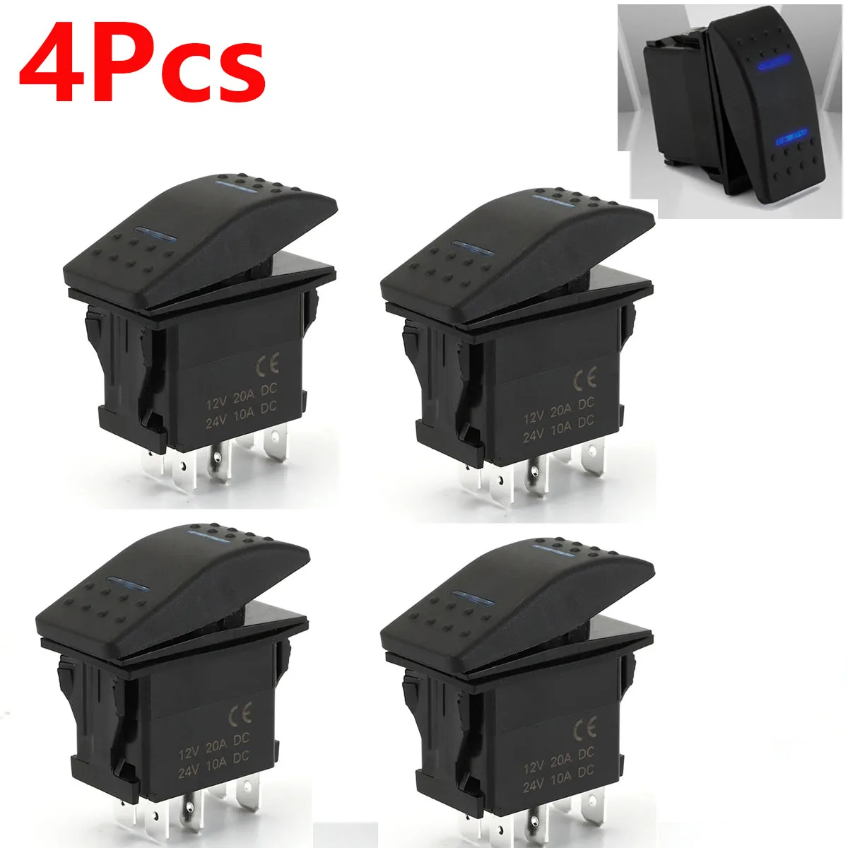 4Pcs Stationary Switch Waterproof 7 Pins DPDT Switch Blue Rocker ON-OFF-ON 3 Positions For DPDT Car Boat Rocker LED 12V 20A DIY
4Pcs Stationary Switch Waterproof 7 Pins DPDT Switch Blue Rocker ON-OFF-ON 3 Positions For DPDT Car Boat Rocker LED 12V 20A DIY