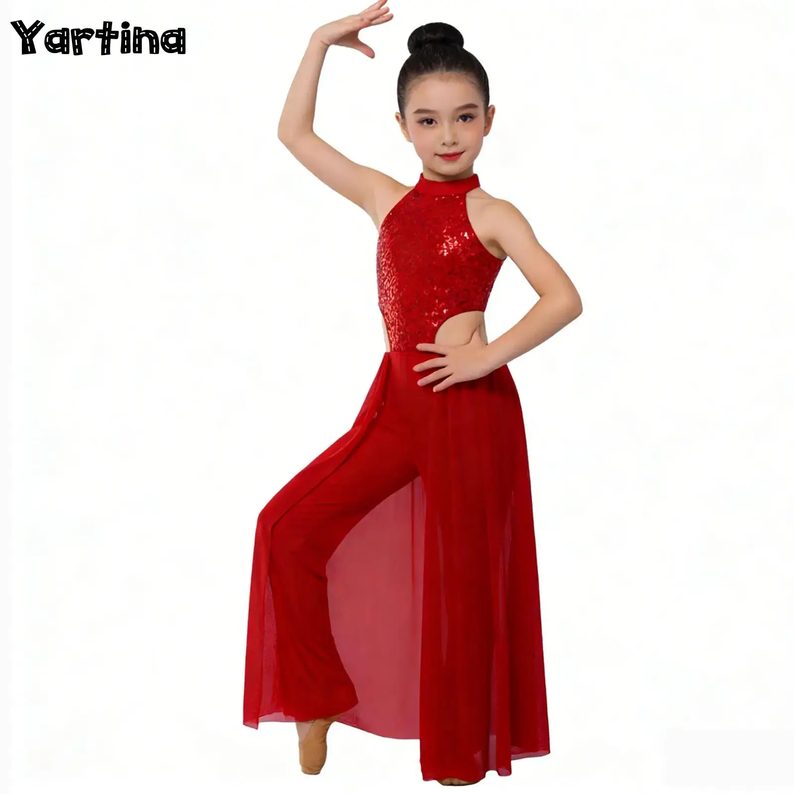 Kids Girls Gymnastics Figure Skating Latin Lyrical Contemporary Dance Performance Costume Shiny Sequins Halter Skirted Jumpsuit
Kids Girls Gymnastics Figure Skating Latin Lyrical Contemporary Dance Performance Costume Shiny Sequins Halter Skirted Jumpsuit