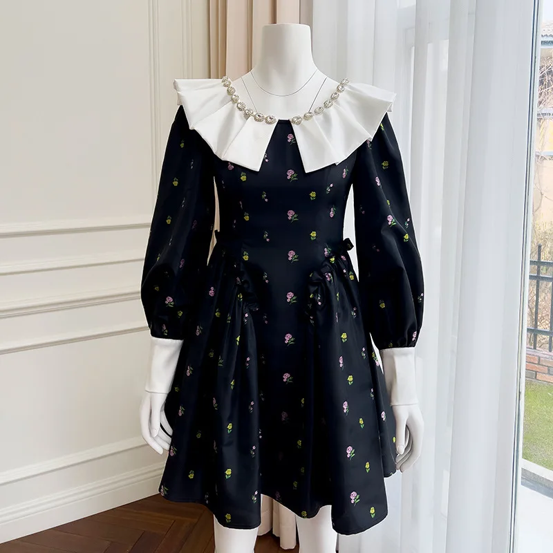 Fashion Contrast Jacquard Black Dresses Vintage Round Neck Elegant Lantern Sleeve Long Sleeve Slim Spring Summer Dress 67825
Fashion Contrast Jacquard Black Dresses Vintage Round Neck Elegant Lantern Sleeve Long Sleeve Slim Spring Summer Dress 67825