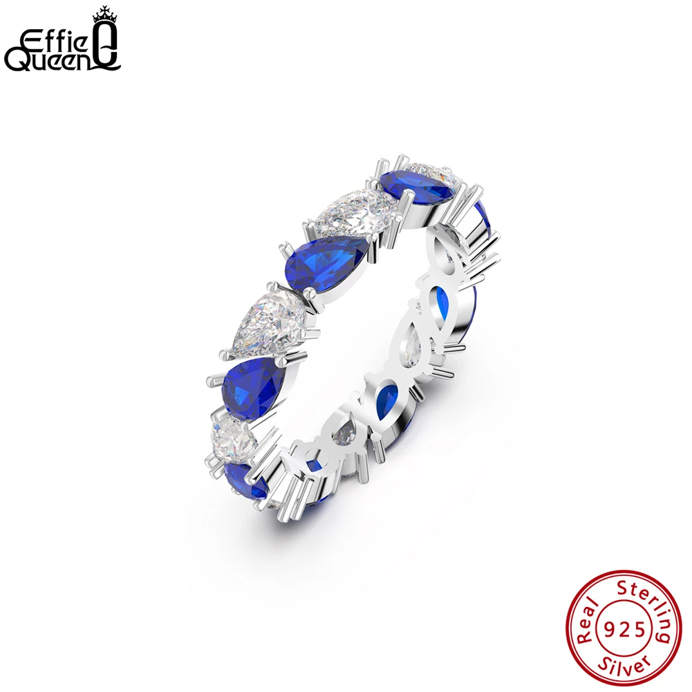 Effie Queen 925 Sterling Silver Created Sapphire Finger Band Rings for Women Exquisite CZ Engagement Wedding Rings Jewelry LZR04
Effie Queen 925 Sterling Silver Created Sapphire Finger Band Rings for Women Exquisite CZ Engagement Wedding Rings Jewelry LZR04