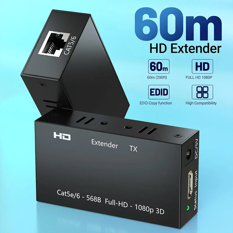 60M RJ45 HDMI-compatible Extender 1080P Network Extender by CAT5e CAT6 LAN Extensor for PS4 Xbox TV Box PC Laptop HDMI Extender
60M RJ45 HDMI-compatible Extender 1080P Network Extender by CAT5e CAT6 LAN Extensor for PS4 Xbox TV Box PC Laptop HDMI Extender
