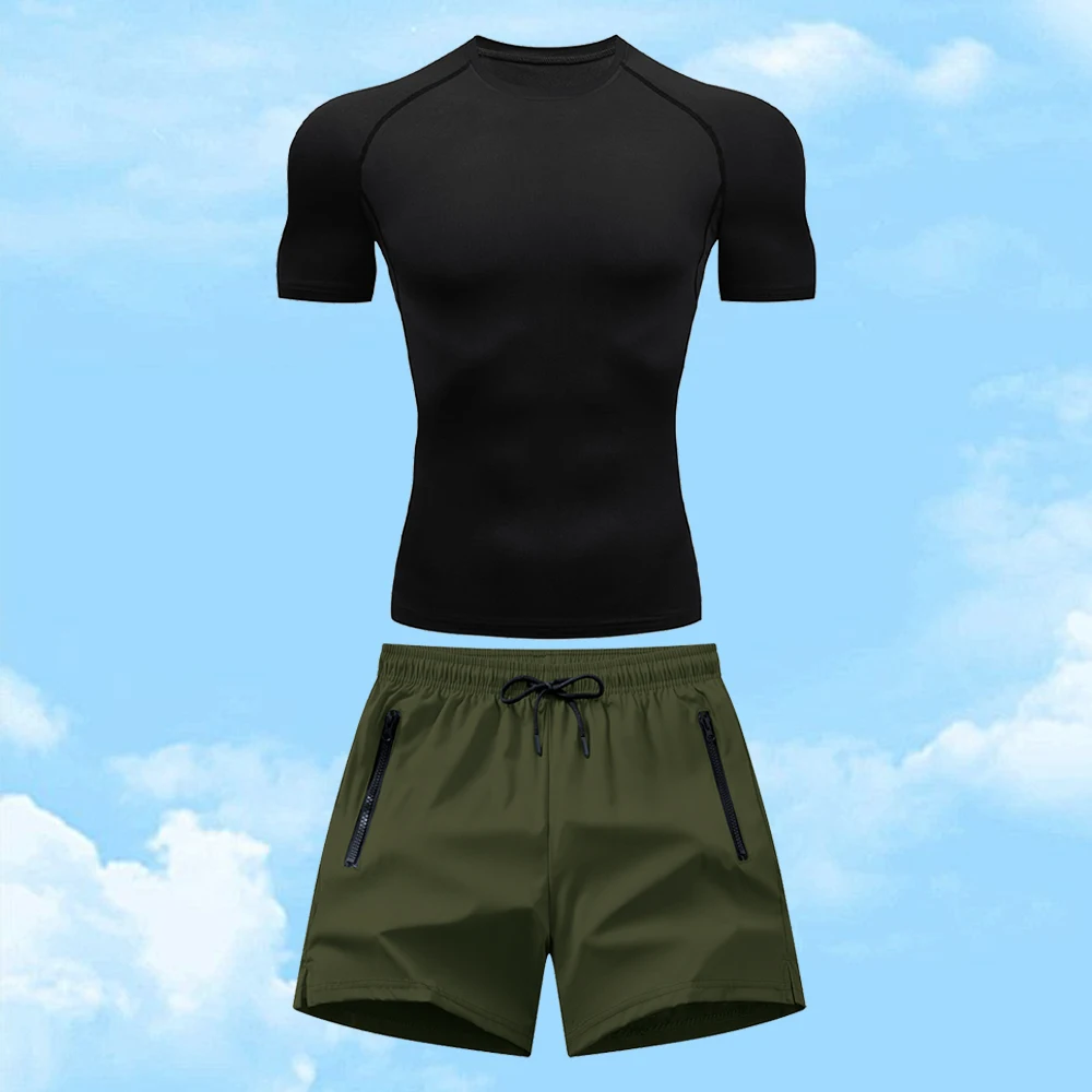 Men's Solid Color Tracksuit Quick Drying Compression T Shirt And Casual Sports Shorts Perfect For Summer Fitness And Running
Men's Solid Color Tracksuit Quick Drying Compression T Shirt And Casual Sports Shorts Perfect For Summer Fitness And Running