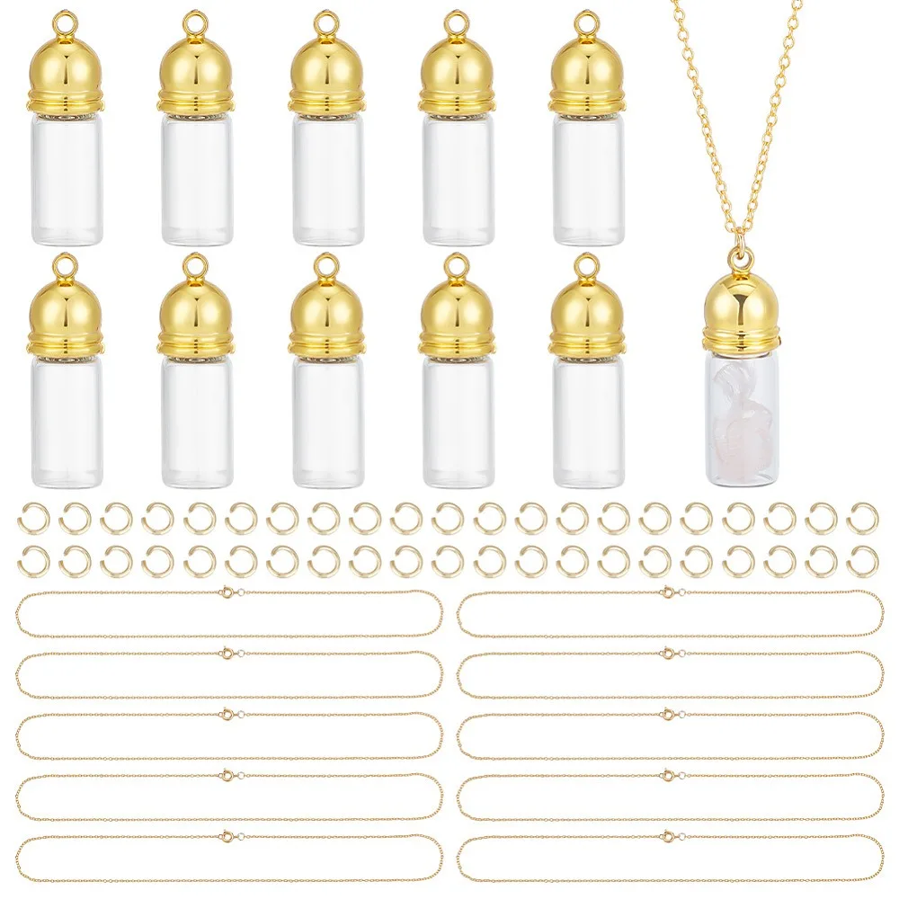 DIY Glass Bottle Pendant Necklace Making Kits including 304 Stainless Steel Chain Necklaces Open Jump Rings Golden
DIY Glass Bottle Pendant Necklace Making Kits including 304 Stainless Steel Chain Necklaces Open Jump Rings Golden