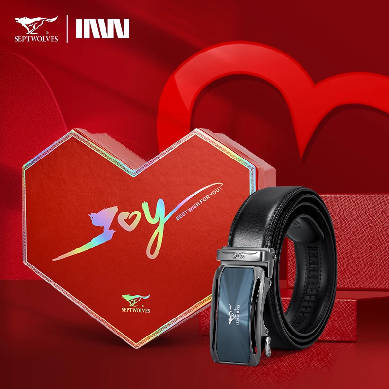 Septwolves Luxury Brands Belts Automatic Buckle Cow Leather Men Belts 3.5cm Waist Chain With Heart Shape Box Father's Day Gift
Septwolves Luxury Brands Belts Automatic Buckle Cow Leather Men Belts 3.5cm Waist Chain With Heart Shape Box Father's Day Gift