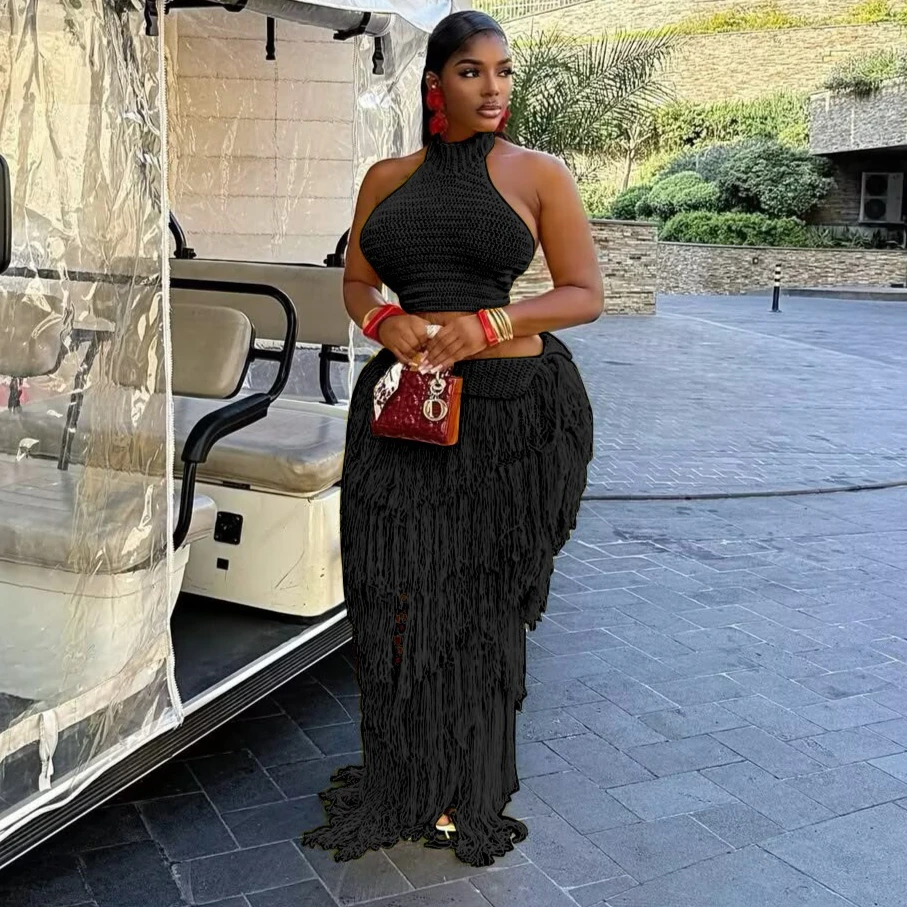 Women Two Piece Sets Skirt Set Tassel Sleeveless Tops Floor Length Skirts A Line High Waist Y2k Streetwear Elegant Beach Casual
Women Two Piece Sets Skirt Set Tassel Sleeveless Tops Floor Length Skirts A Line High Waist Y2k Streetwear Elegant Beach Casual