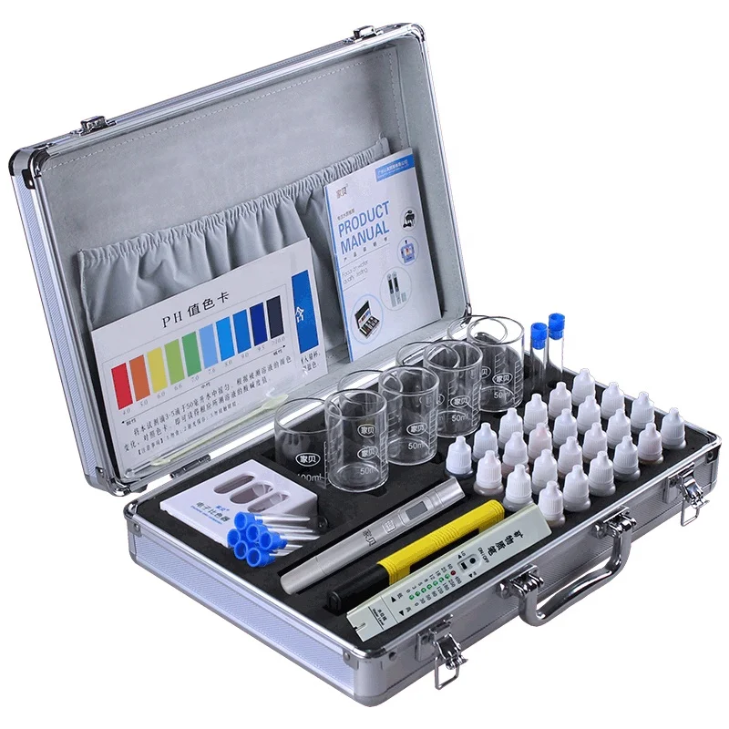 New Design Water Quality Analysis Kit for Drinking Water and Swimming Pool/Water Quality Analyzer test Kit
New Design Water Quality Analysis Kit for Drinking Water and Swimming Pool/Water Quality Analyzer test Kit