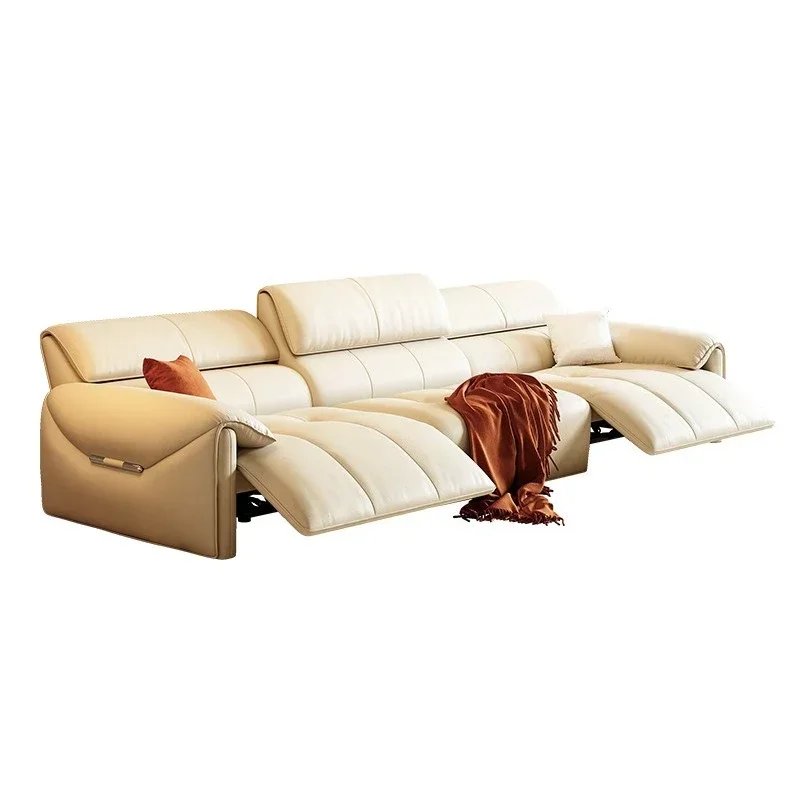 Simple retractable living room sofa straight row high-grade electric function
Simple retractable living room sofa straight row high-grade electric function