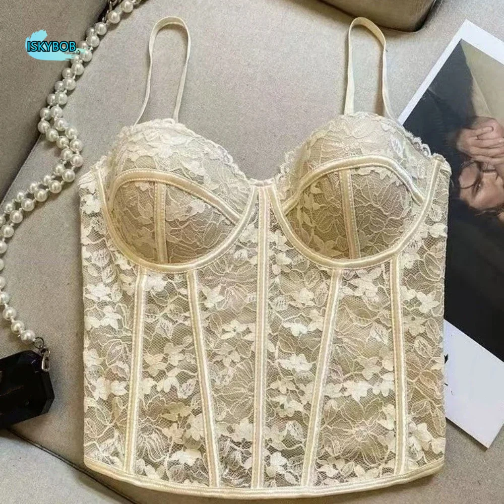 Mesh Flower Slim Lace Crop Top Bottoming Shirt Sleeveless Women Vest Sling Top Fishbone Spicy Girls Style Lace Corset Women
Mesh Flower Slim Lace Crop Top Bottoming Shirt Sleeveless Women Vest Sling Top Fishbone Spicy Girls Style Lace Corset Women