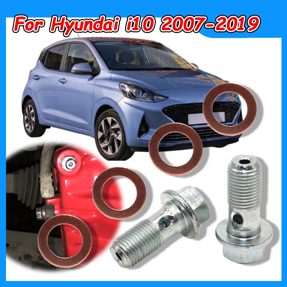 Front Left Right Rear Caliper Hose Lines Banjo Fittings Bolts Copper Sealing Crush Washers Kit For Hyundai i10 2007 2008-2019
Front Left Right Rear Caliper Hose Lines Banjo Fittings Bolts Copper Sealing Crush Washers Kit For Hyundai i10 2007 2008-2019