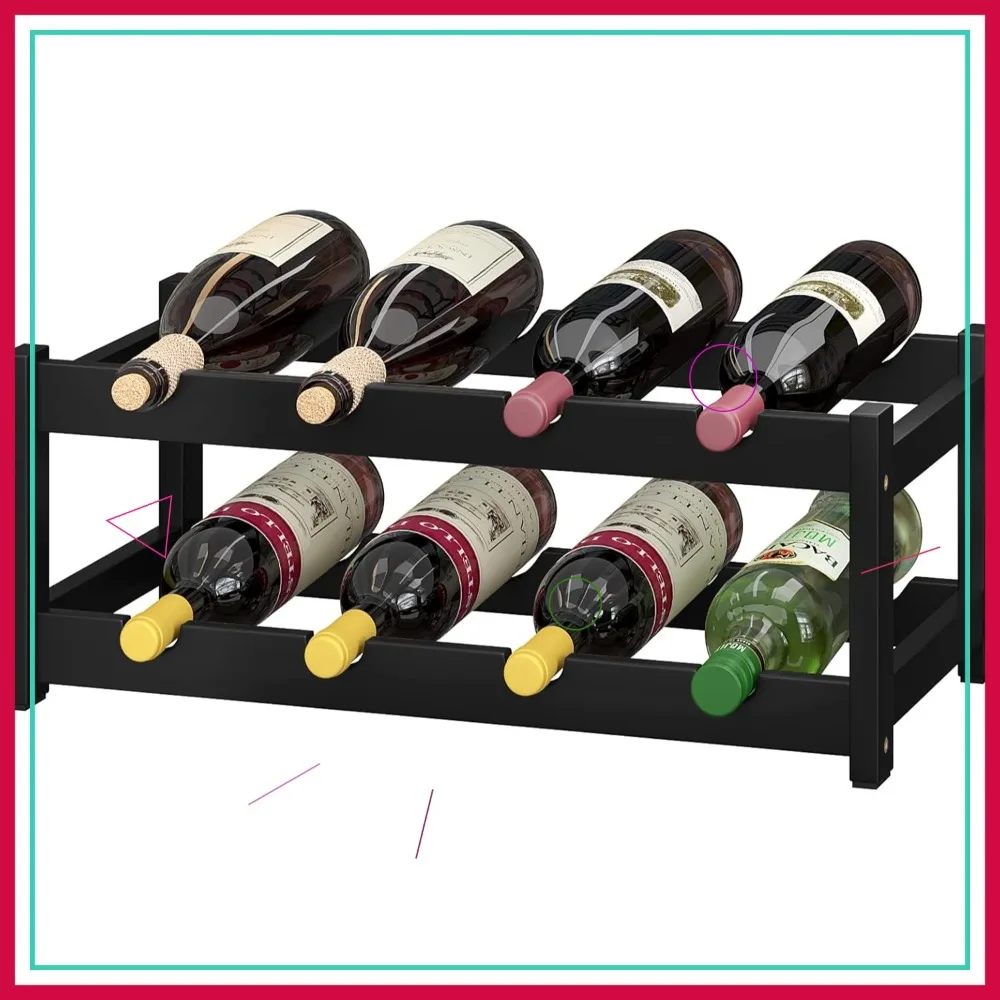 8-Bottle Bamboo Wine Rack 2-Tier Countertop Storage for Kitchen Bar Cellar Black (16.85L x 9.25W x 7H)
8-Bottle Bamboo Wine Rack 2-Tier Countertop Storage for Kitchen Bar Cellar Black (16.85L x 9.25W x 7H)