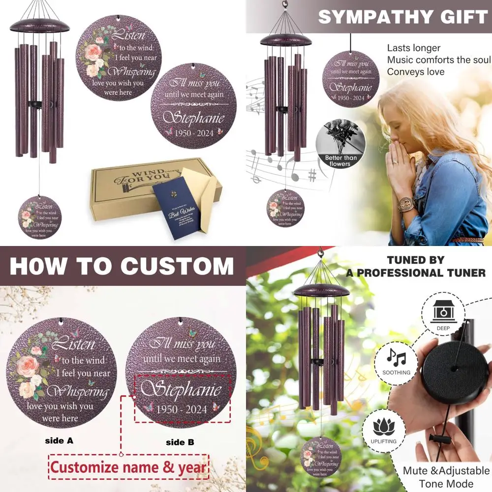 32-note wind chimes in memory of a loved one, custom sympathy gifts for grieving mothers
32-note wind chimes in memory of a loved one, custom sympathy gifts for grieving mothers