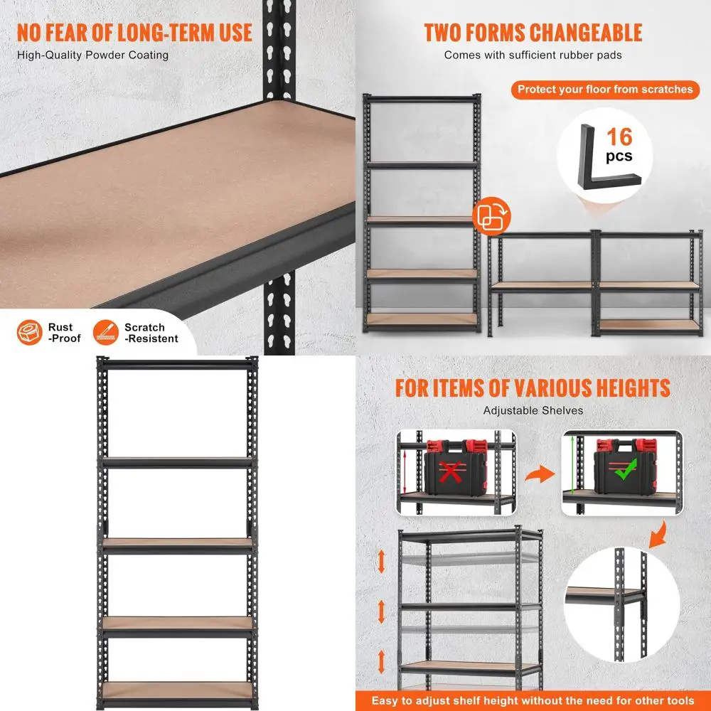 5-Tier Adjustable Heavy-Duty Metal Storage Rack, 2000 lbs Capacity, 36L x 18W x 72H, Ideal for Garage, Kitchen, Pantry, and More
5-Tier Adjustable Heavy-Duty Metal Storage Rack, 2000 lbs Capacity, 36L x 18W x 72H, Ideal for Garage, Kitchen, Pantry, and More