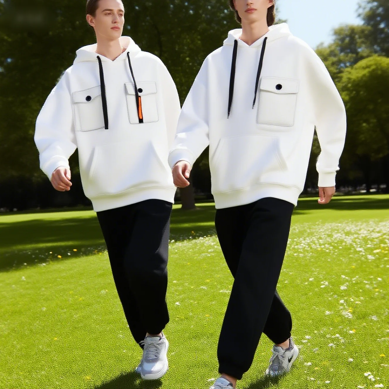 2025 new men's hoodie and sweatpants set, casual and trendy, with two pockets on the chest and zippered arms, hooded sweatshirt
2025 new men's hoodie and sweatpants set, casual and trendy, with two pockets on the chest and zippered arms, hooded sweatshirt