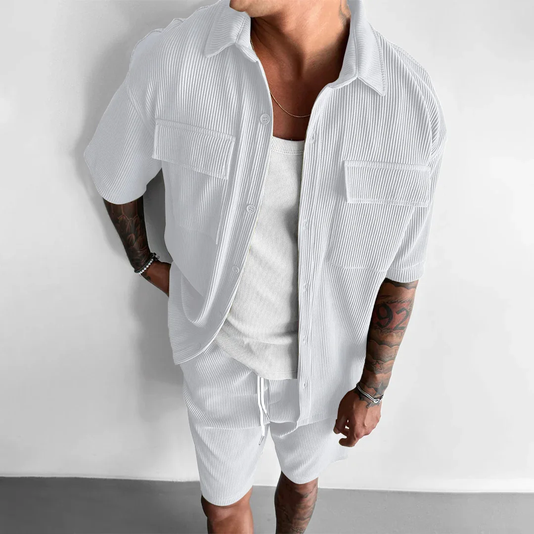 2025 Men's Outdoor Sportswear Men's Corduroy Short-sleeved Short Pants Casual Can Wear Shirt High-grade Summer Men's Two Sets
2025 Men's Outdoor Sportswear Men's Corduroy Short-sleeved Short Pants Casual Can Wear Shirt High-grade Summer Men's Two Sets