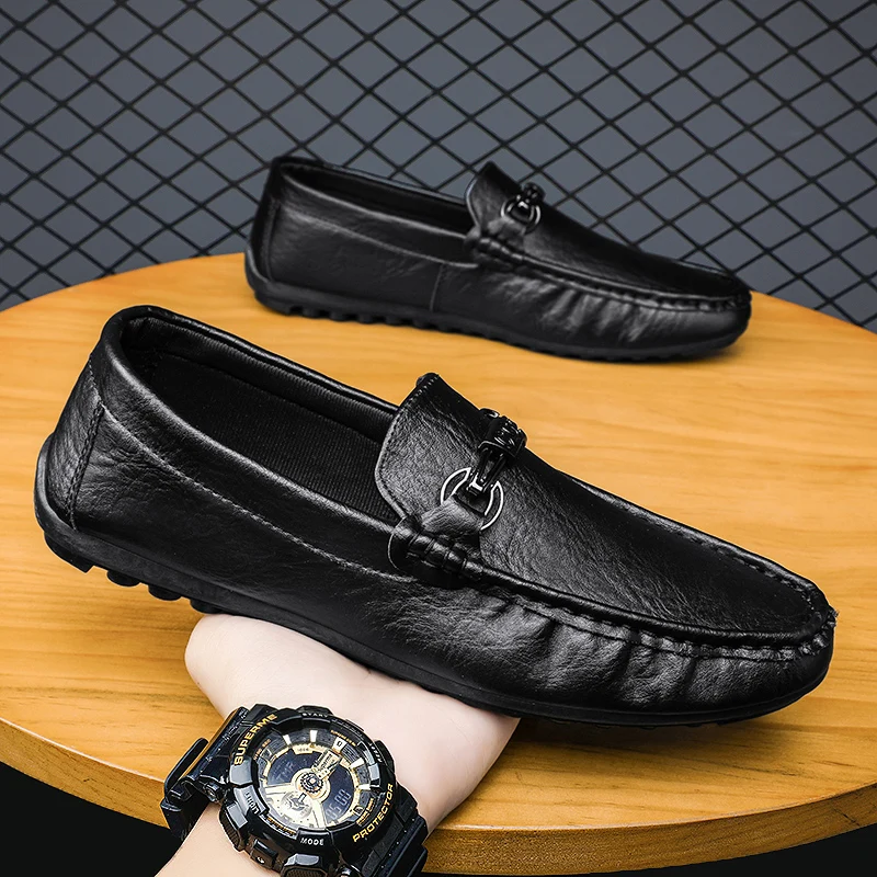 Men's Casual Slip-On Driving Shoes Spring British Style Business Formal Black Leather Fashionable Bean Shoes Breathable Mesh
Men's Casual Slip-On Driving Shoes Spring British Style Business Formal Black Leather Fashionable Bean Shoes Breathable Mesh