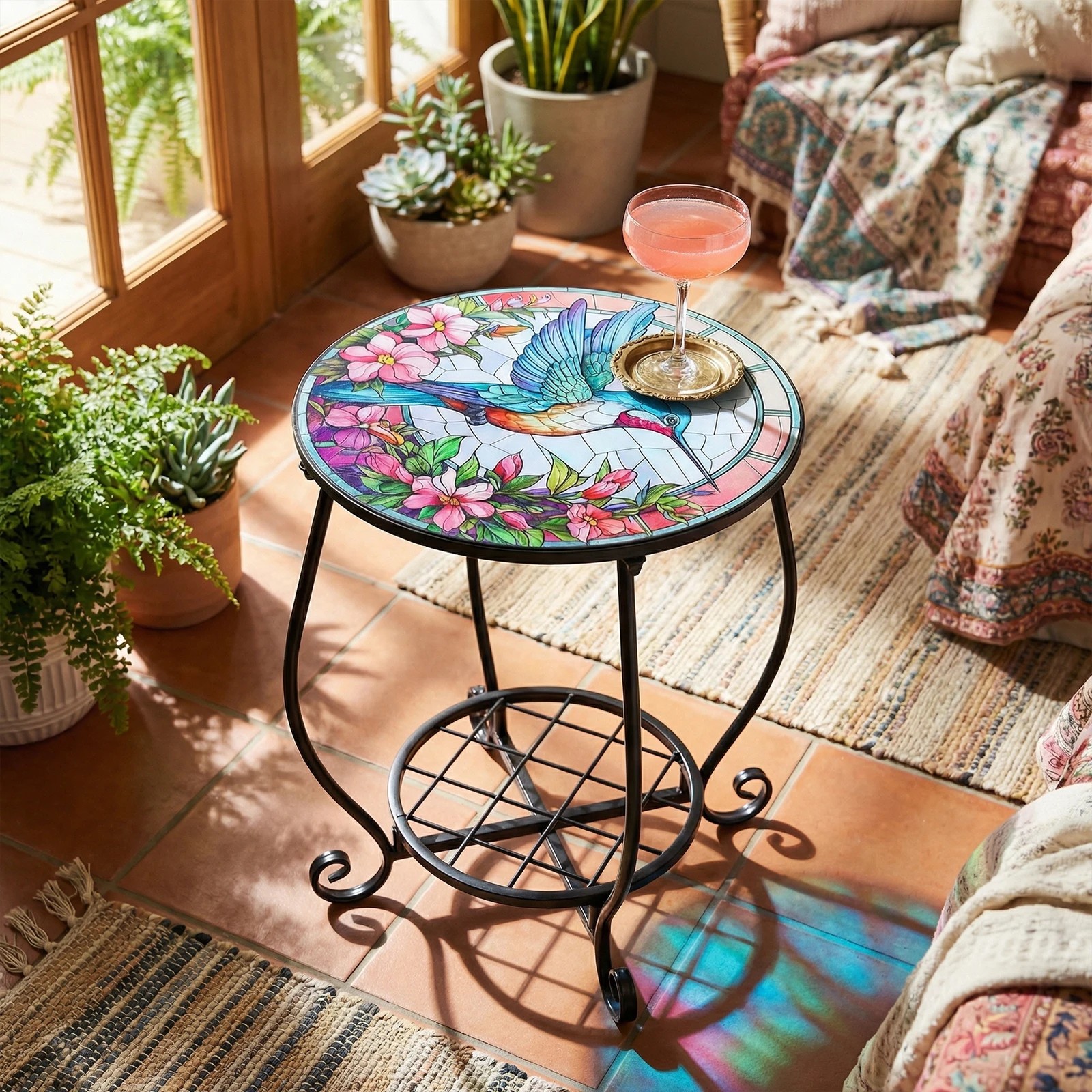 14 Inch Round Metal End Table Storage Shelf Anti-Rust Round Accent Table Bedside Plant Stand for Patio Yard Porch Balcony Garden
14 Inch Round Metal End Table Storage Shelf Anti-Rust Round Accent Table Bedside Plant Stand for Patio Yard Porch Balcony Garden