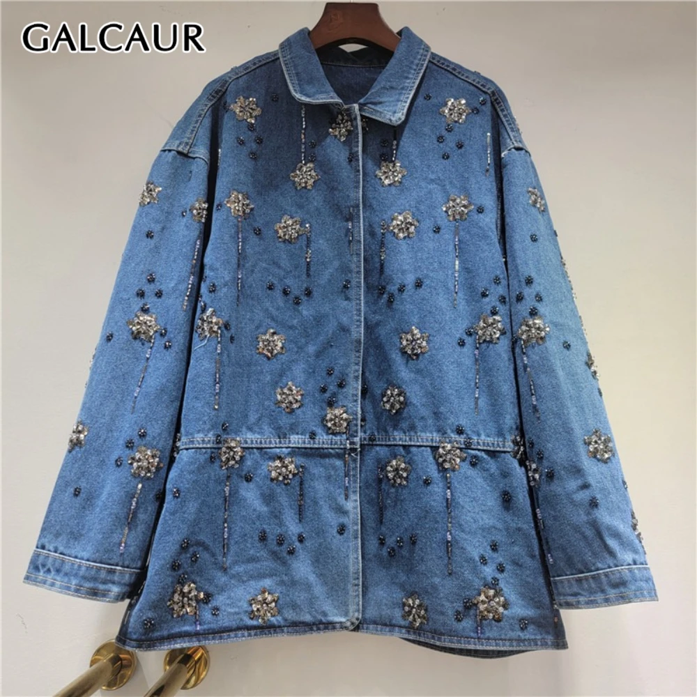 GALCAUR Blue Spliced Beading Jacket Female Lapel Long Sleeve Loose Streetwear Basics Women's Jackets Autumn Fashion New Style
GALCAUR Blue Spliced Beading Jacket Female Lapel Long Sleeve Loose Streetwear Basics Women's Jackets Autumn Fashion New Style