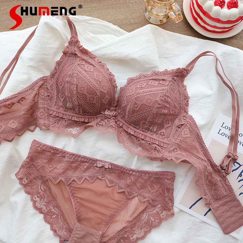 Thickened Small Chest Enhancing Brief Sets Women Wireless Lace Small Chest Gathering Bra Suits Ladies Collection Underwear Set
Thickened Small Chest Enhancing Brief Sets Women Wireless Lace Small Chest Gathering Bra Suits Ladies Collection Underwear Set