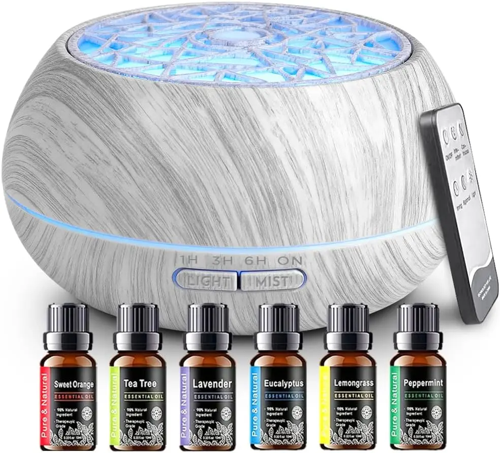 550ml Essential Oil Diffuser, Ultrasonic Aromatherapy Humidifier with Timer, 7 Color LED Night Light, Auto Shut-Off, Quiet
550ml Essential Oil Diffuser, Ultrasonic Aromatherapy Humidifier with Timer, 7 Color LED Night Light, Auto Shut-Off, Quiet