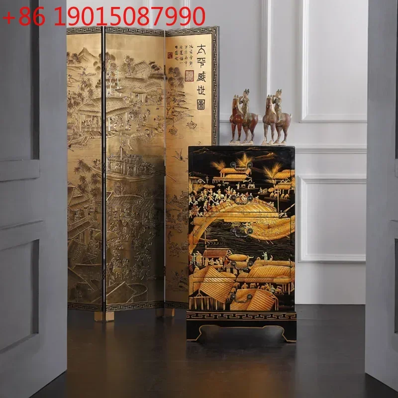 Ming and Qing Classical New Chinese Culture Black Painting Qingming Shanghe Picture Five Dou Cabinet Decorative
Ming and Qing Classical New Chinese Culture Black Painting Qingming Shanghe Picture Five Dou Cabinet Decorative