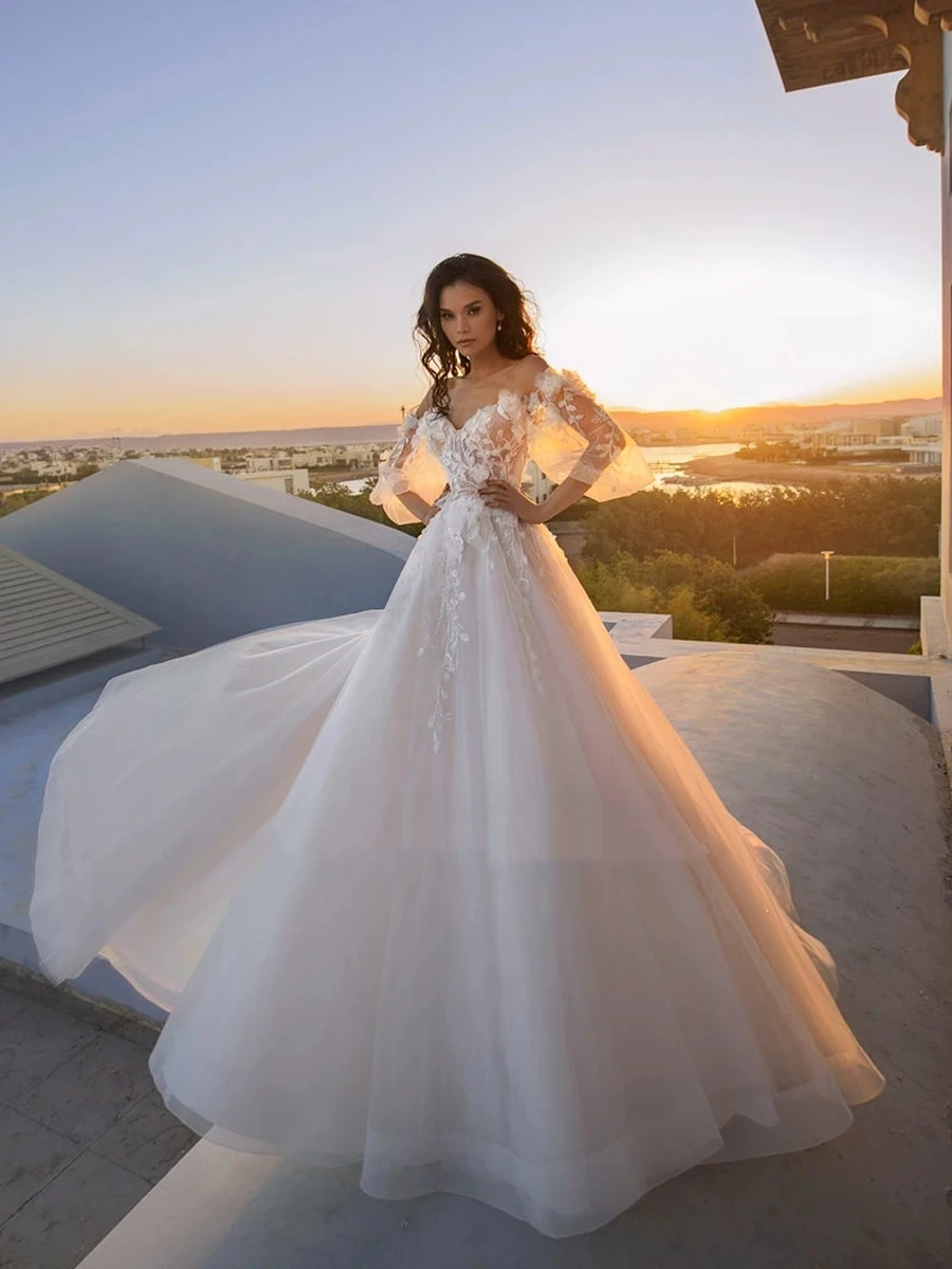 Classic Wedding Dresses Tulle A-Line Bridal Gowns Off The Shoulder Robes For Formal Party 2024 Elegant Vestidos De Novia 2023
Classic Wedding Dresses Tulle A-Line Bridal Gowns Off The Shoulder Robes For Formal Party 2024 Elegant Vestidos De Novia 2023