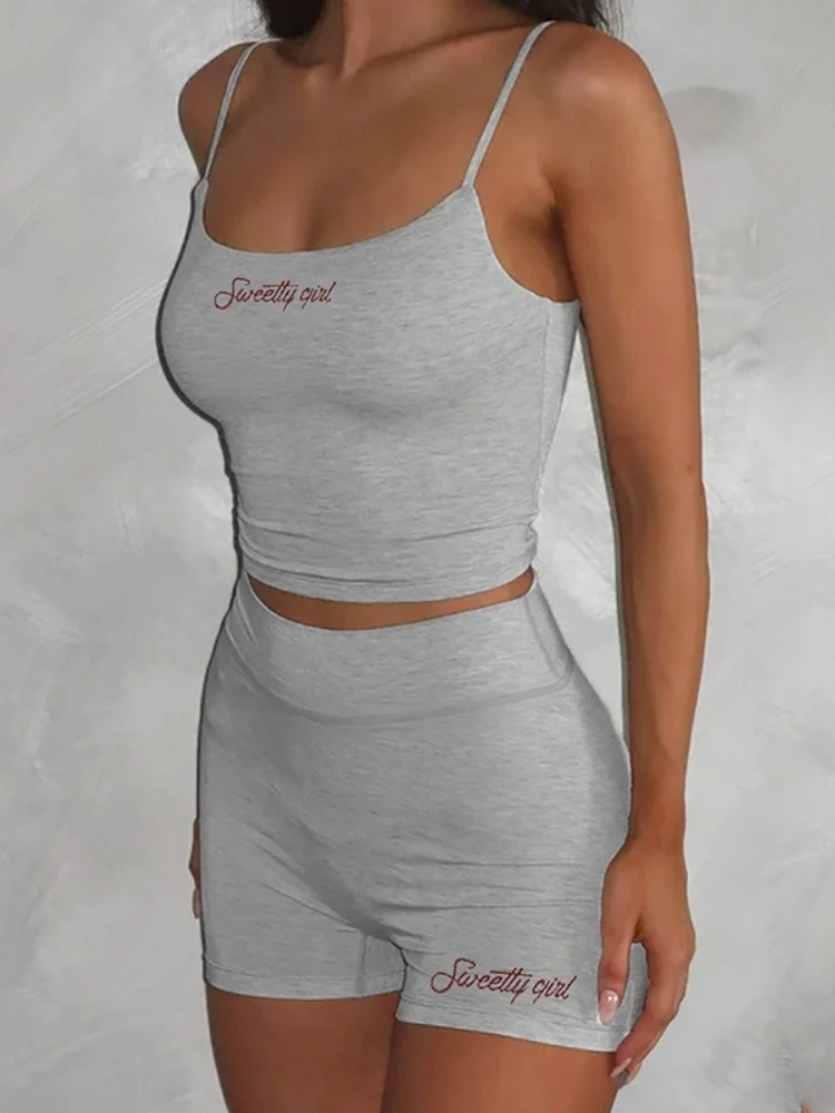 Letters Print Two Piece Short Set Women Summer Outfit Camis Crop Top High Waist Shorts Ensemble Femme 2 Pièces Conjunto Femenino
Letters Print Two Piece Short Set Women Summer Outfit Camis Crop Top High Waist Shorts Ensemble Femme 2 Pièces Conjunto Femenino
