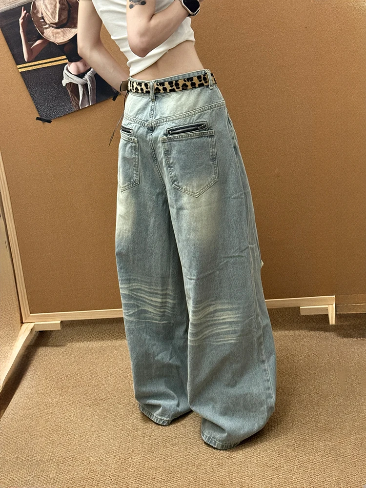 Retro American Street Style Women's Jeans Hot Girl Design Hole Punching Floor-Length Pants Loose Fit Natural Waist Pure Color
Retro American Street Style Women's Jeans Hot Girl Design Hole Punching Floor-Length Pants Loose Fit Natural Waist Pure Color