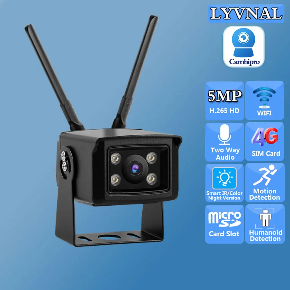 HD 5MP 4G 3G SIM Card Wireless Vehicle IP Camera Wifi Two Way Audio Color Night Vision SD TF Card Slot Human Detection Alarm
HD 5MP 4G 3G SIM Card Wireless Vehicle IP Camera Wifi Two Way Audio Color Night Vision SD TF Card Slot Human Detection Alarm