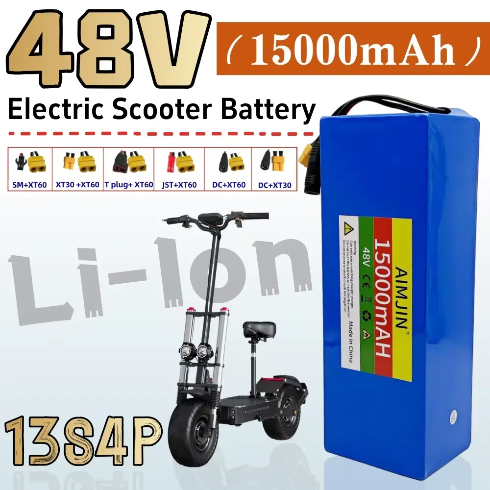 18650 13S4P Rechargeable Battery Pack 48V 15000mAh Lithium ion Battery With BMS Suitable for Electric Scooter Bicycle
18650 13S4P Rechargeable Battery Pack 48V 15000mAh Lithium ion Battery With BMS Suitable for Electric Scooter Bicycle