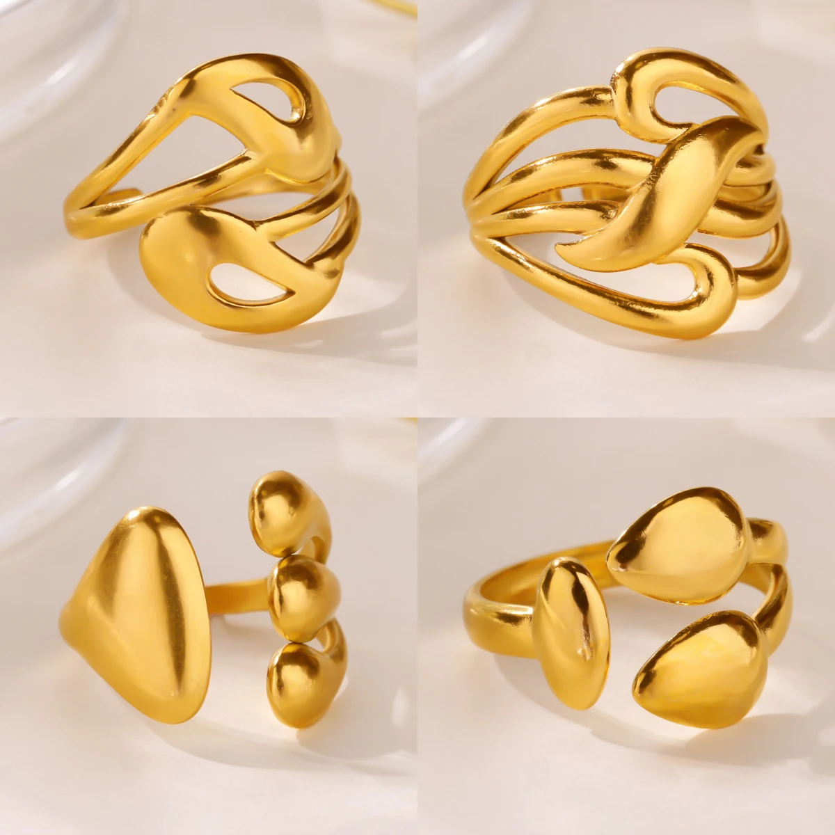 Luxury Punk Geometric Open Rings For Women Stainless Steel Gold Color Finger Ring 2025 New Fashion Wedding Couple Jewelry Gift
Luxury Punk Geometric Open Rings For Women Stainless Steel Gold Color Finger Ring 2025 New Fashion Wedding Couple Jewelry Gift