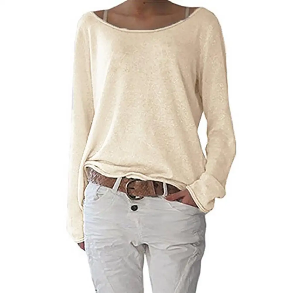 Women Knitted T-shirt Solid Color Round Neck Long Sleeved Knitted Bottoming Top Thin Spring Summer Sweater Casual Loose Blouse
Women Knitted T-shirt Solid Color Round Neck Long Sleeved Knitted Bottoming Top Thin Spring Summer Sweater Casual Loose Blouse