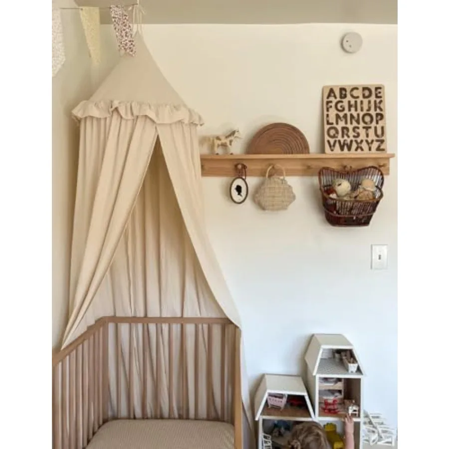 Bed Canopy with Ruffles Cotton Hanging Tent Frills Curtain Net for Baby Nursery Room Reading Nook Decor
Bed Canopy with Ruffles Cotton Hanging Tent Frills Curtain Net for Baby Nursery Room Reading Nook Decor